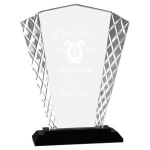 Fan Accent Glass on Black Base - Glass Award