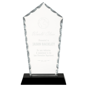 Diamond Facet Glass on Black Base - 7 3/4"