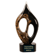 Black & Gold Coral Art Glass Award - 10 1/4"