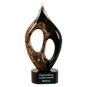 Black & Gold Coral Art Glass Award - 10 1/4"