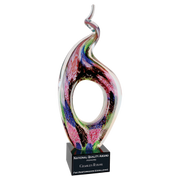 Twist Top Art Glass with Square Black Base Award - 13 1/2"