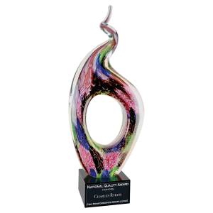 Twist Top Art Glass with Square Black Base Award - 13 1/2"