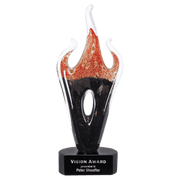 Red & Black Flame Art Glass Award - 16"