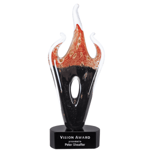 Red & Black Flame Art Glass Award - 16"