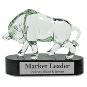 Clear Art Glass Bull Award - 7 1/2"