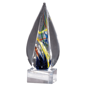 Flame Art Glass on Clear Glass Base - 7 1/8"