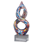 Helix Multi-Color Art Glass on Clear Glass Base - 10"