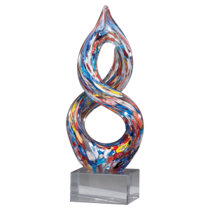 Helix Multi-Color Art Glass on Clear Glass Base - 10"