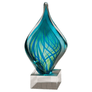 Blue and Green Twist Art Glass on Clear Glass Base - 8 3/4"