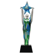 Star Achiever Art Glass on Clear Glass Base - 11 1/2"