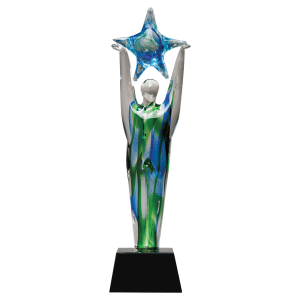 Star Achiever Art Glass on Clear Glass Base - 11 1/2"