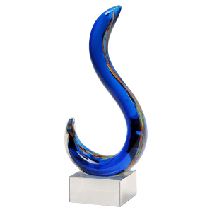Modern Swan Design Art Glass on Clear Glass Base - 11"