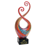 Multi-Color Twist Art Glass with Black Base Award - 14"