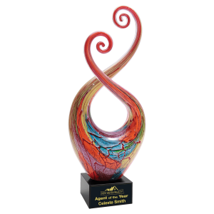 Multi-Color Twist Art Glass with Black Base Award - 14"