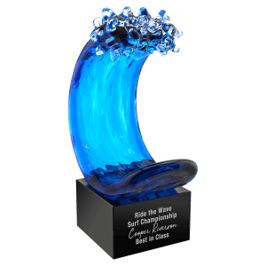 Blue Wave Art Glass Award - 8 1/2"