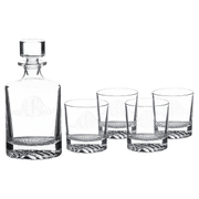 Polar Camel 850 mL Round Glass Decanter Set with Four 9 oz. Rocks Glasses in Black Gift Box with Printed Paper Sleeve