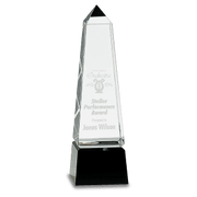 Obelisk Crystal on Black Pedestal Base Award