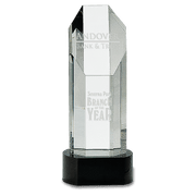 Octagon Slant-Top Crystal on Black Pedestal Base Award