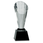 10" Clear Crystal Faceted Rising Spire on Black Base Award