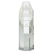 Clear Octagon Slant-Top Crystal Tower Award