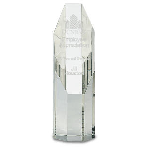 Clear Octagon Slant-Top Crystal Tower Award