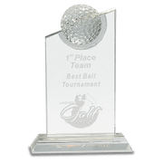 Clear Crystal with Inset Crystal Golf Ball on Clear Base Award