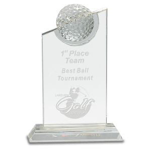 Clear Crystal with Inset Crystal Golf Ball on Clear Base Award