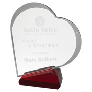 Clear/Red Crystal Slant Heart Award