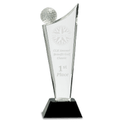 10 3/4" Clear Crystal Golf Wave on Black Pedestal Base Award