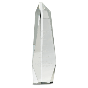 Clear Crystal Facet Slant-Top Tower Award