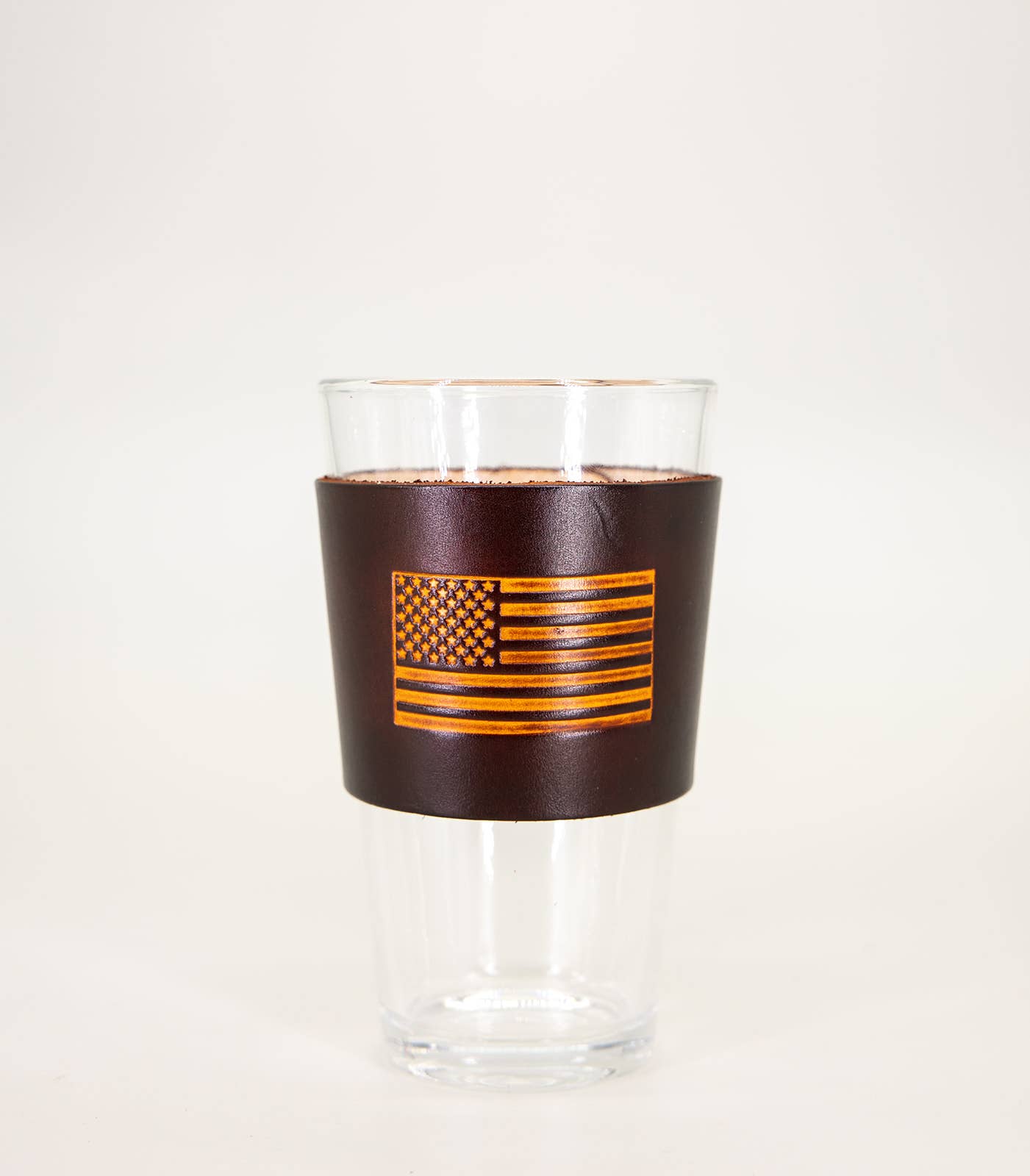 Pair of Leather Pint Glasses - American Flag