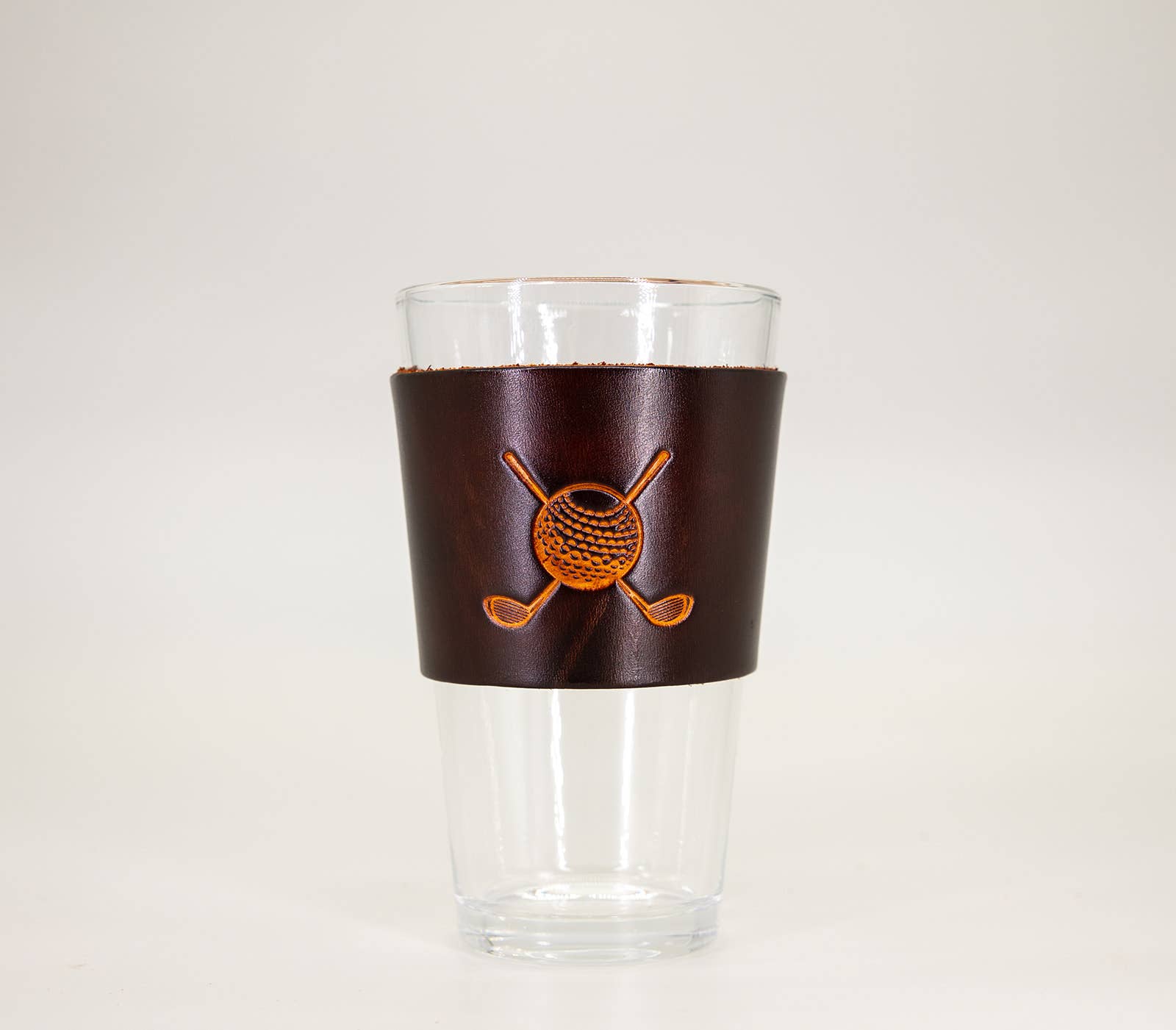 Pair of Leather Pint Glass - Golf