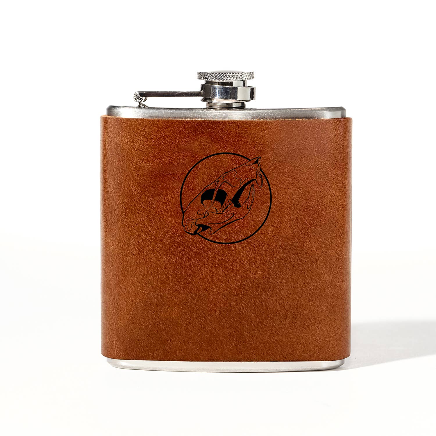 6 oz. Stainless steel, genuine leather Flask