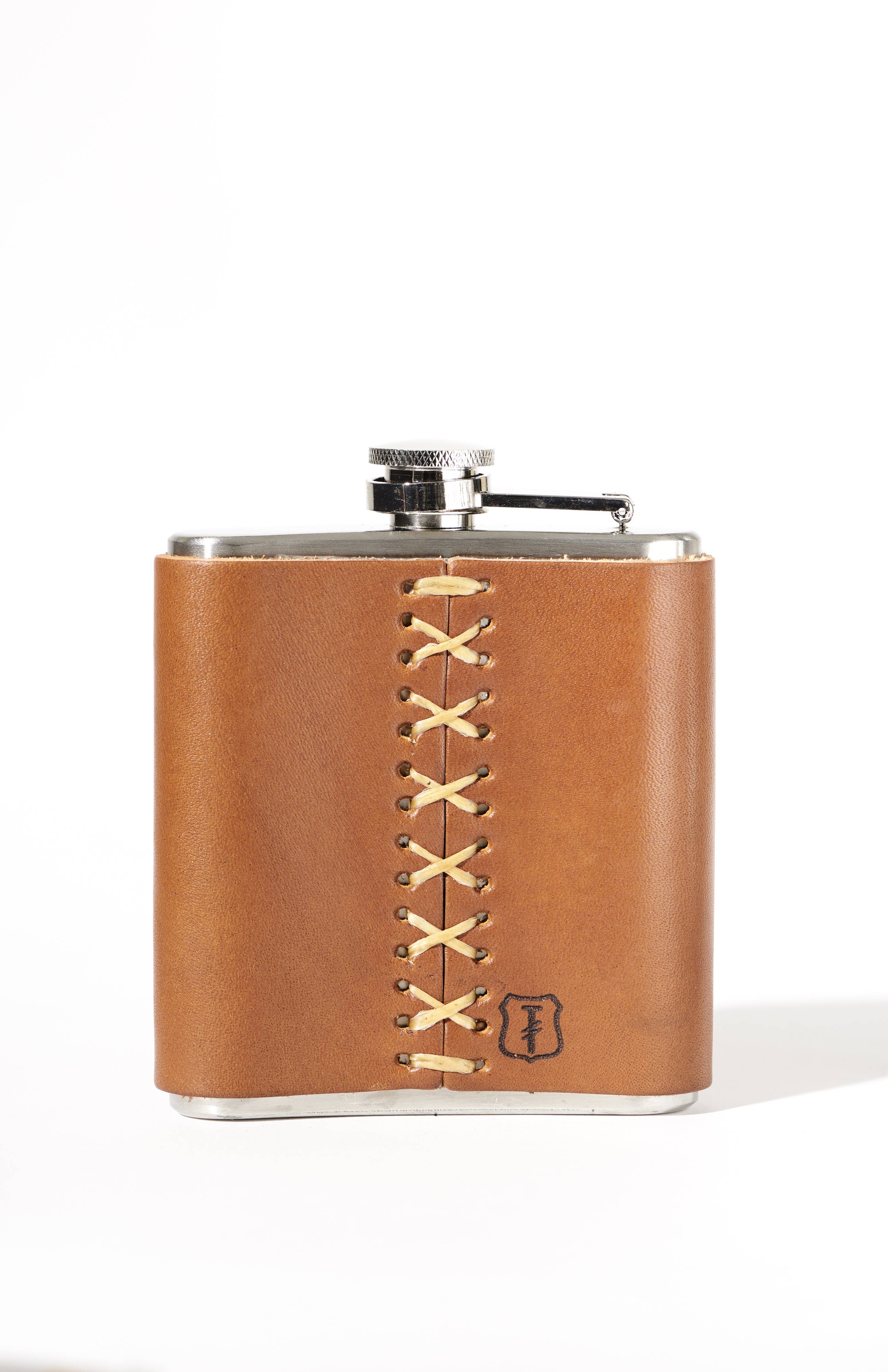 6 oz. Stainless steel, genuine leather Flask