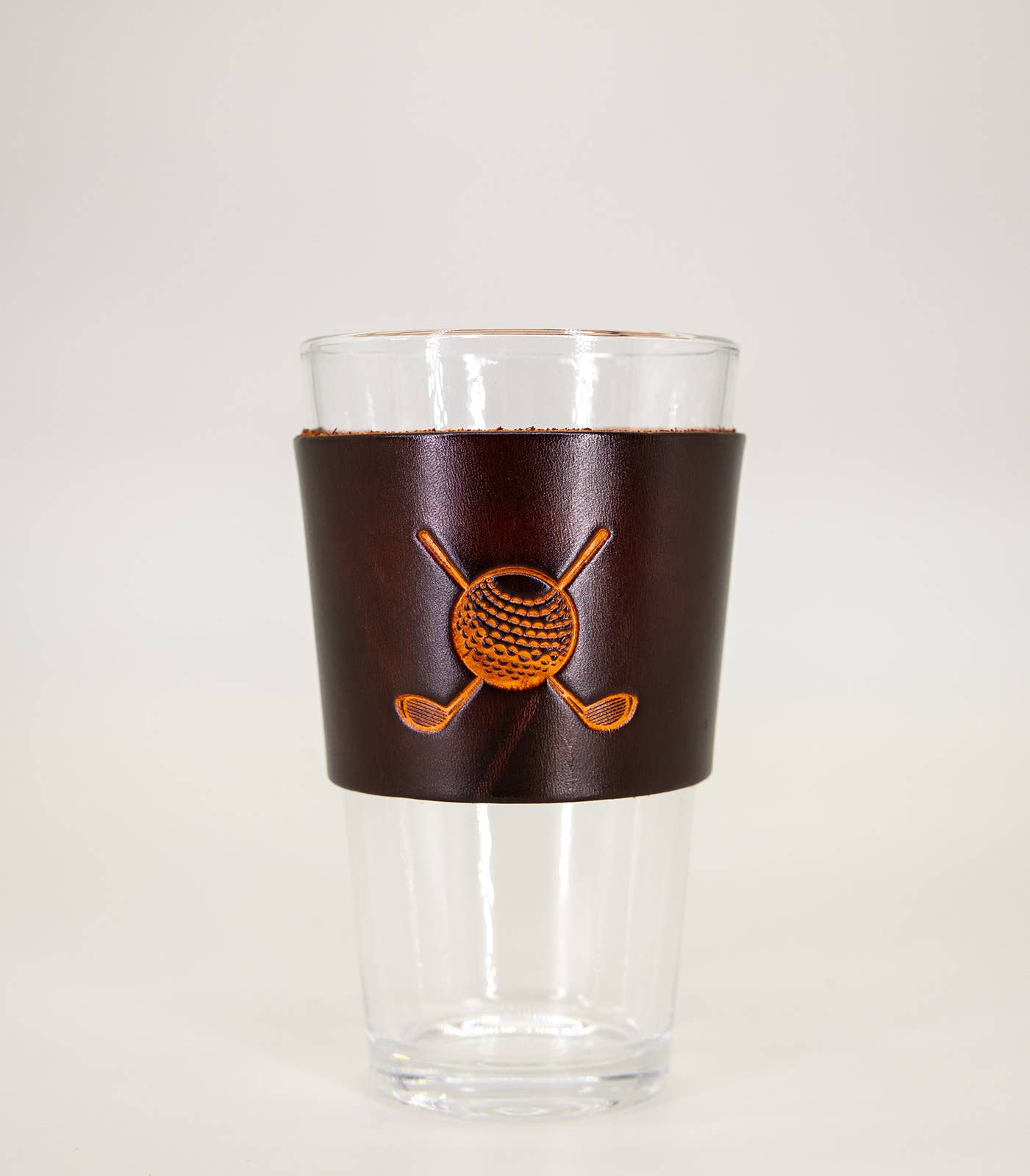 Pair of Leather Pint Glass - Golf