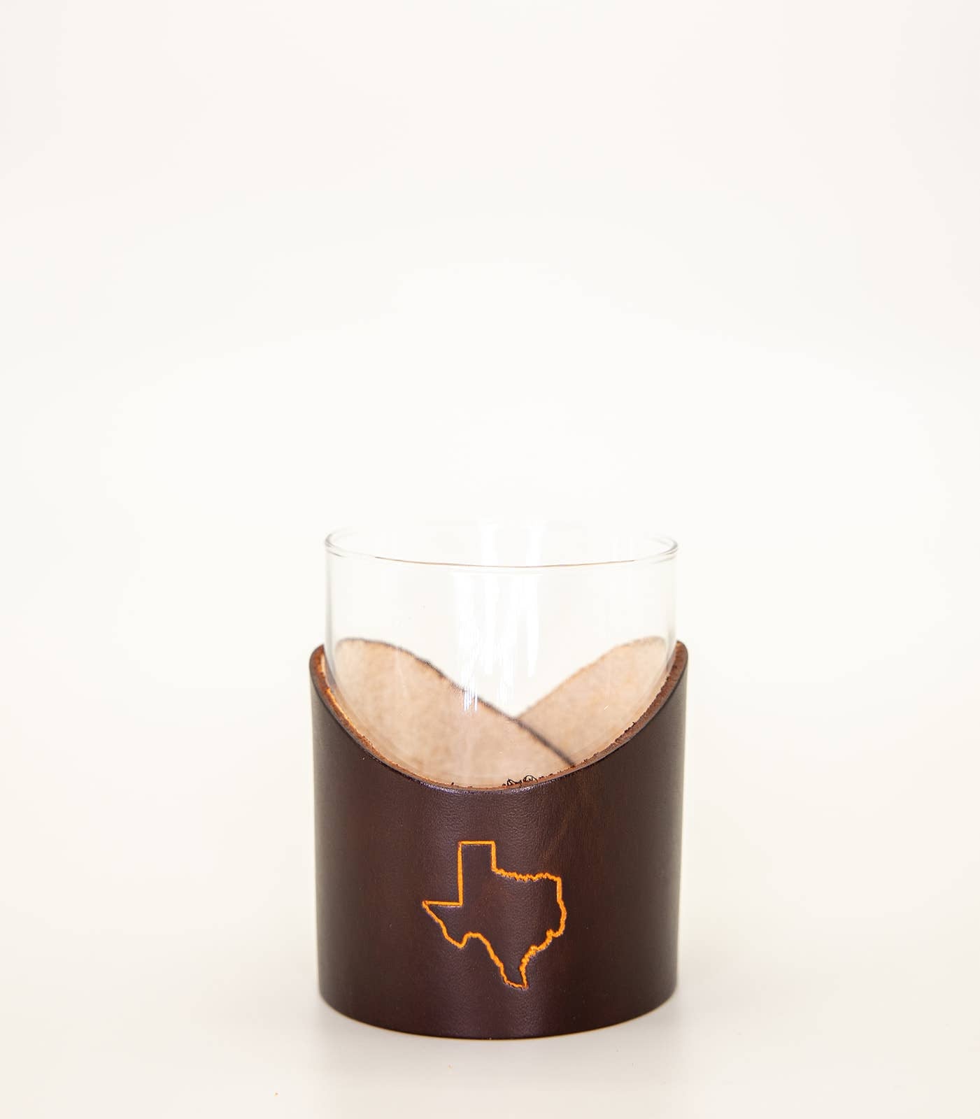 Leather Rocks Glass - Texas State Outline - Set of 4