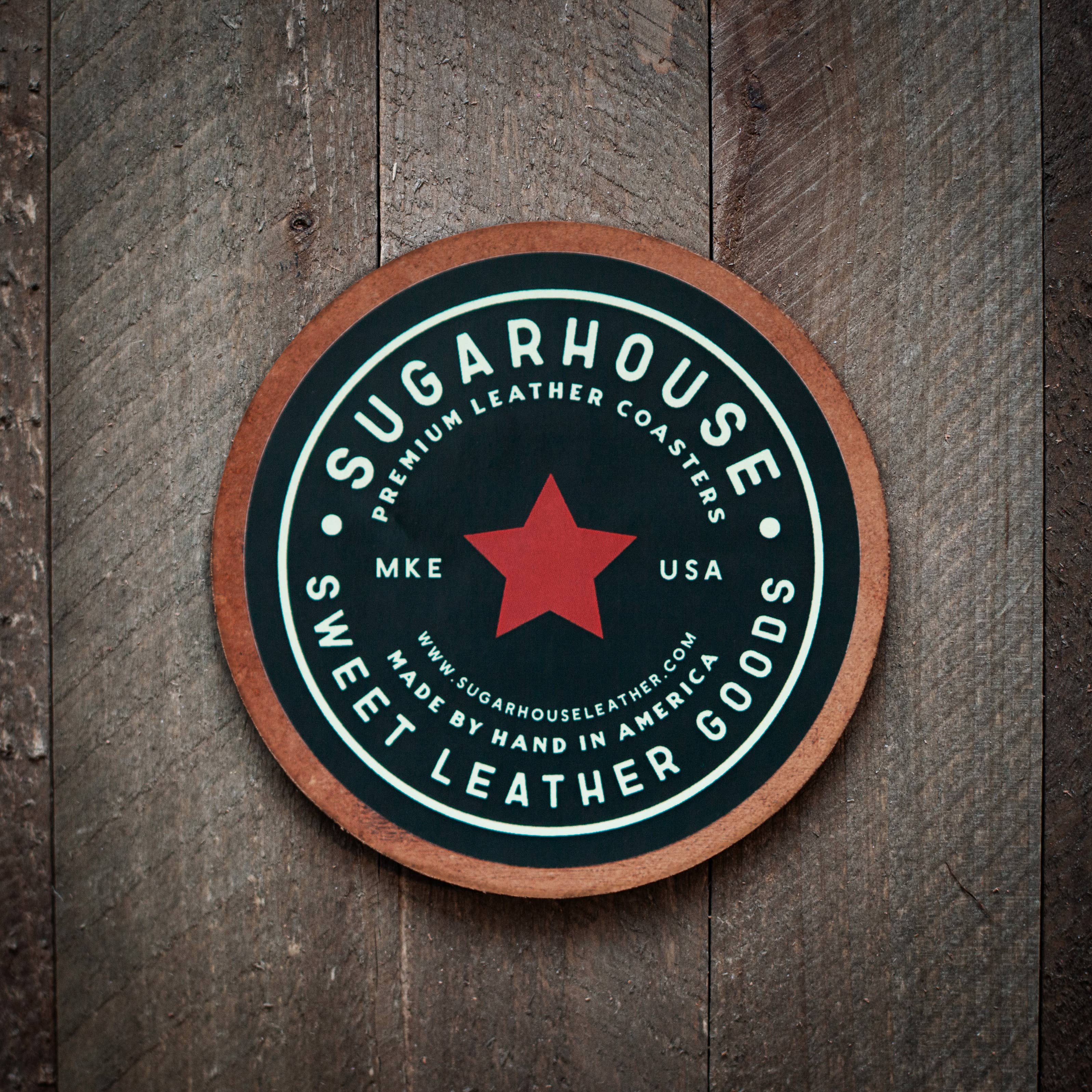 Golfer Leather Coaster - Set of 2