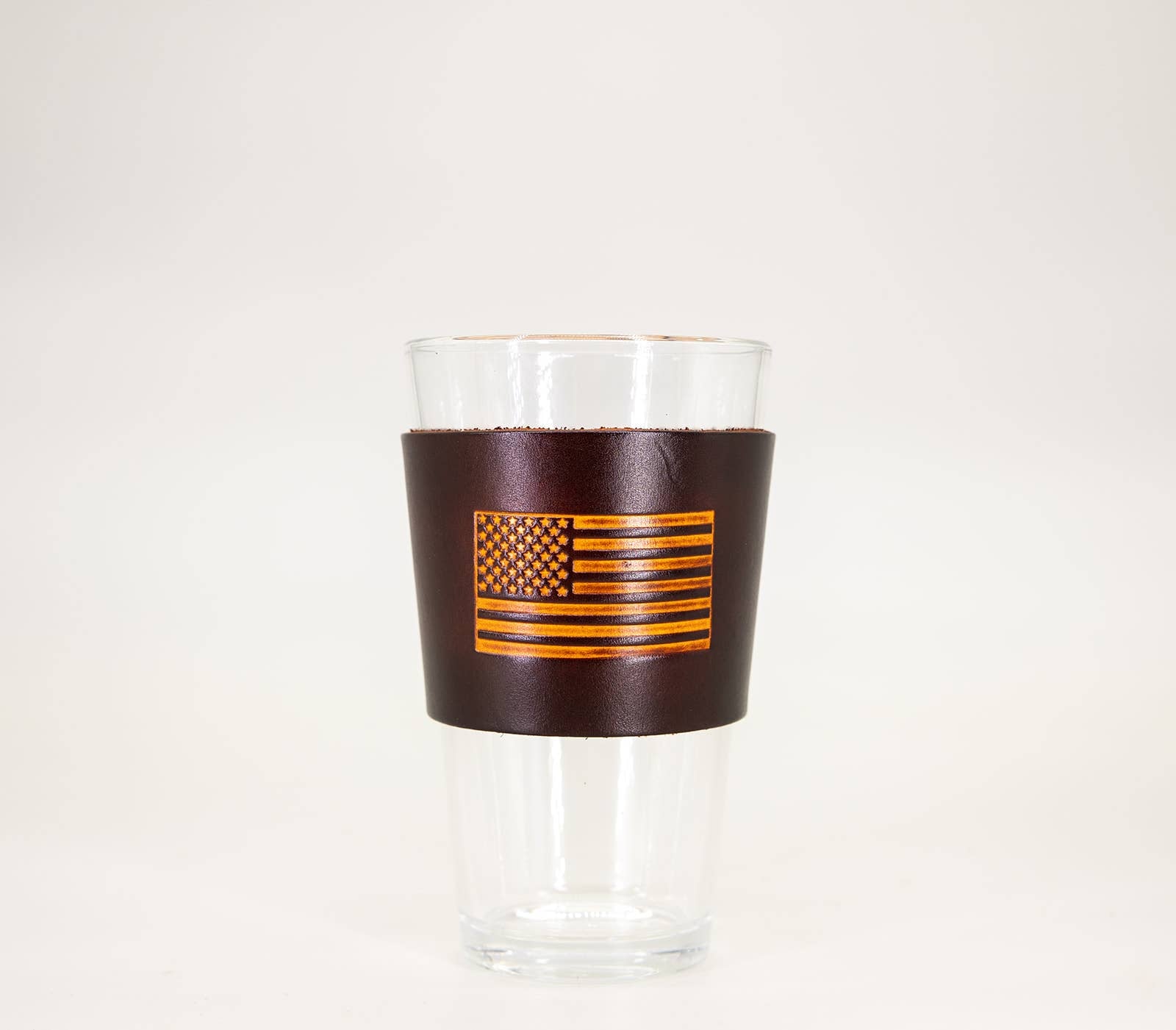 Pair of Leather Pint Glasses - American Flag