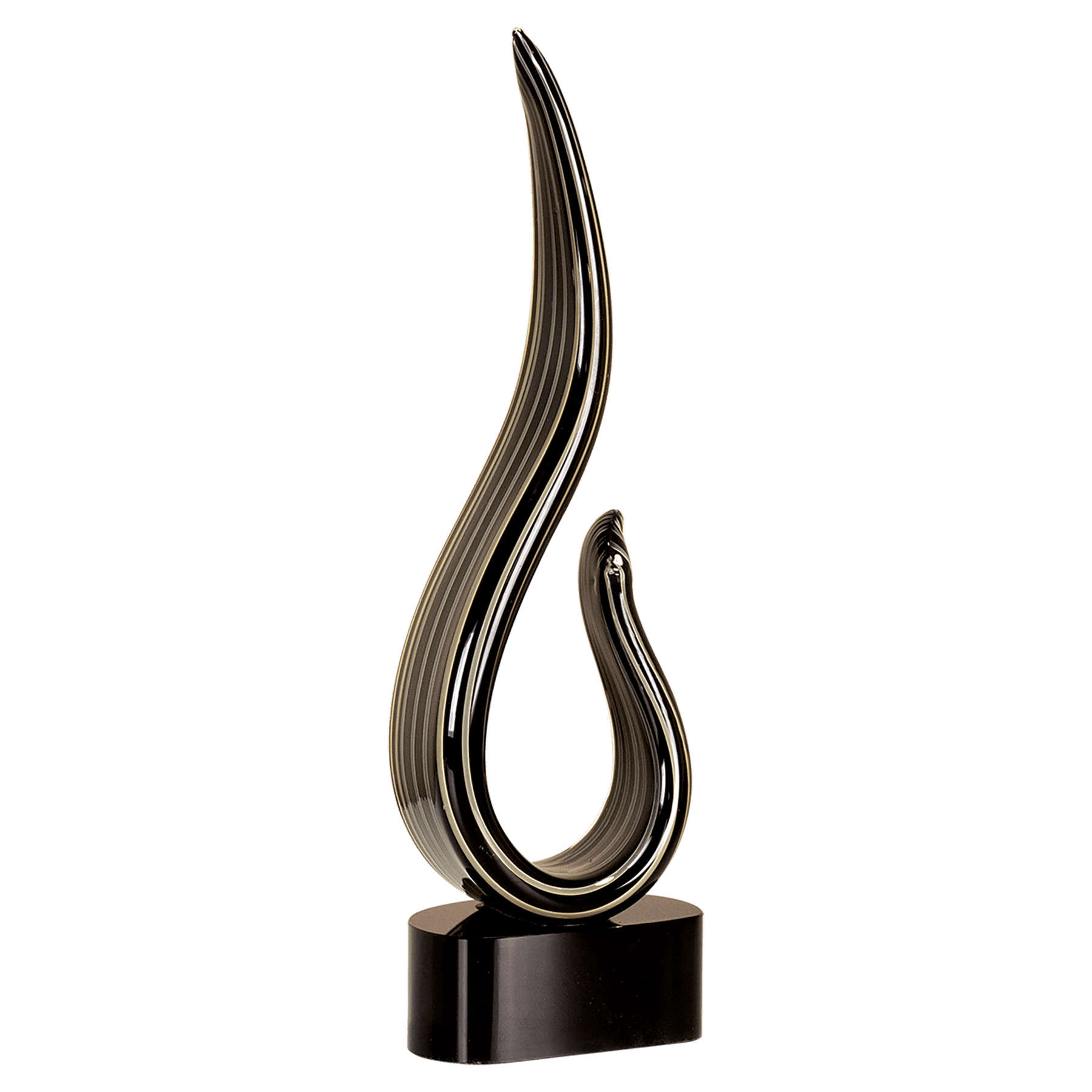 15" Black & Gold Curve Art Glass Award