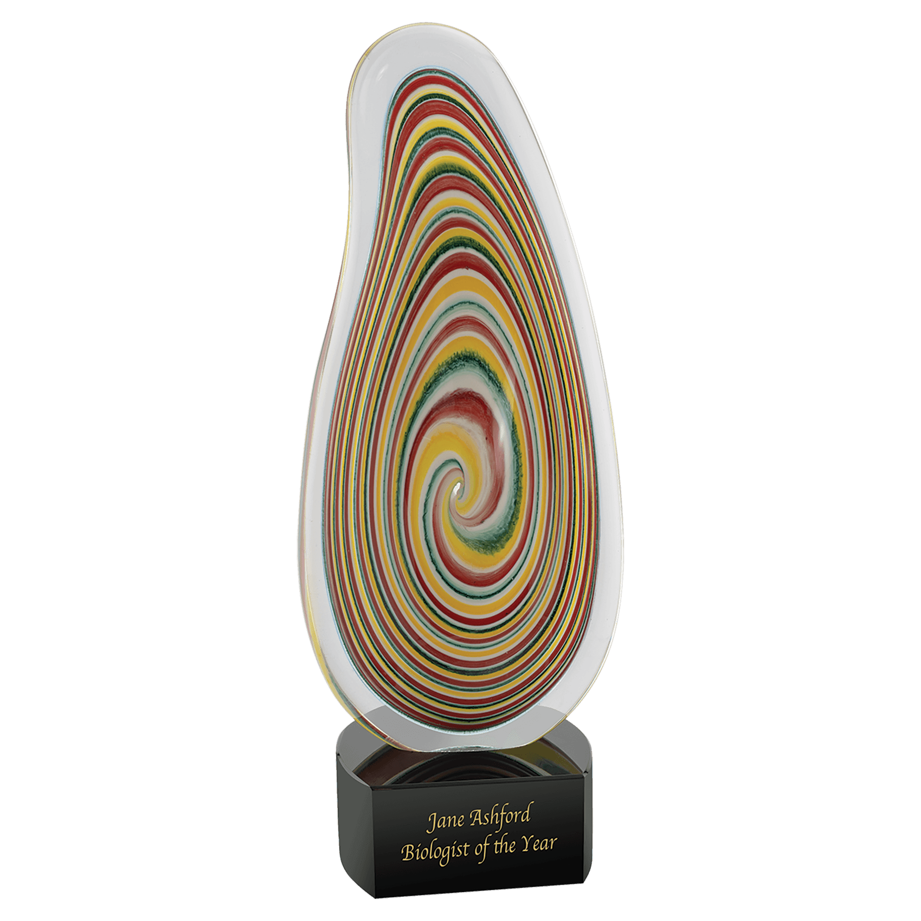 12 1/4" Multi-Color Flat Swirl Art Glass Award