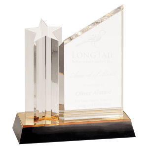 Clear Star Column Acrylic with Gold/Black Base Award