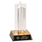 Clear Single Star Column Acrylic with Gold/Black Base Award