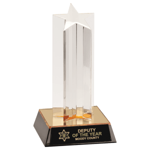 Clear Single Star Column Acrylic with Gold/Black Base Award