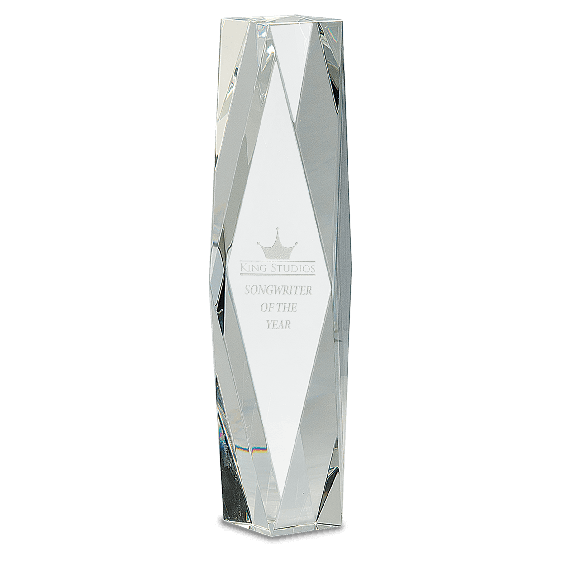12" Clear Crystal Facet Tower Award
