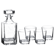 Polar Camel 750 mL Square Glass Decanter Set with Four 11 oz. Rocks Glasses