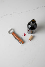 5 1/4" Wooden Bottle Opener & Wine Corkscrew