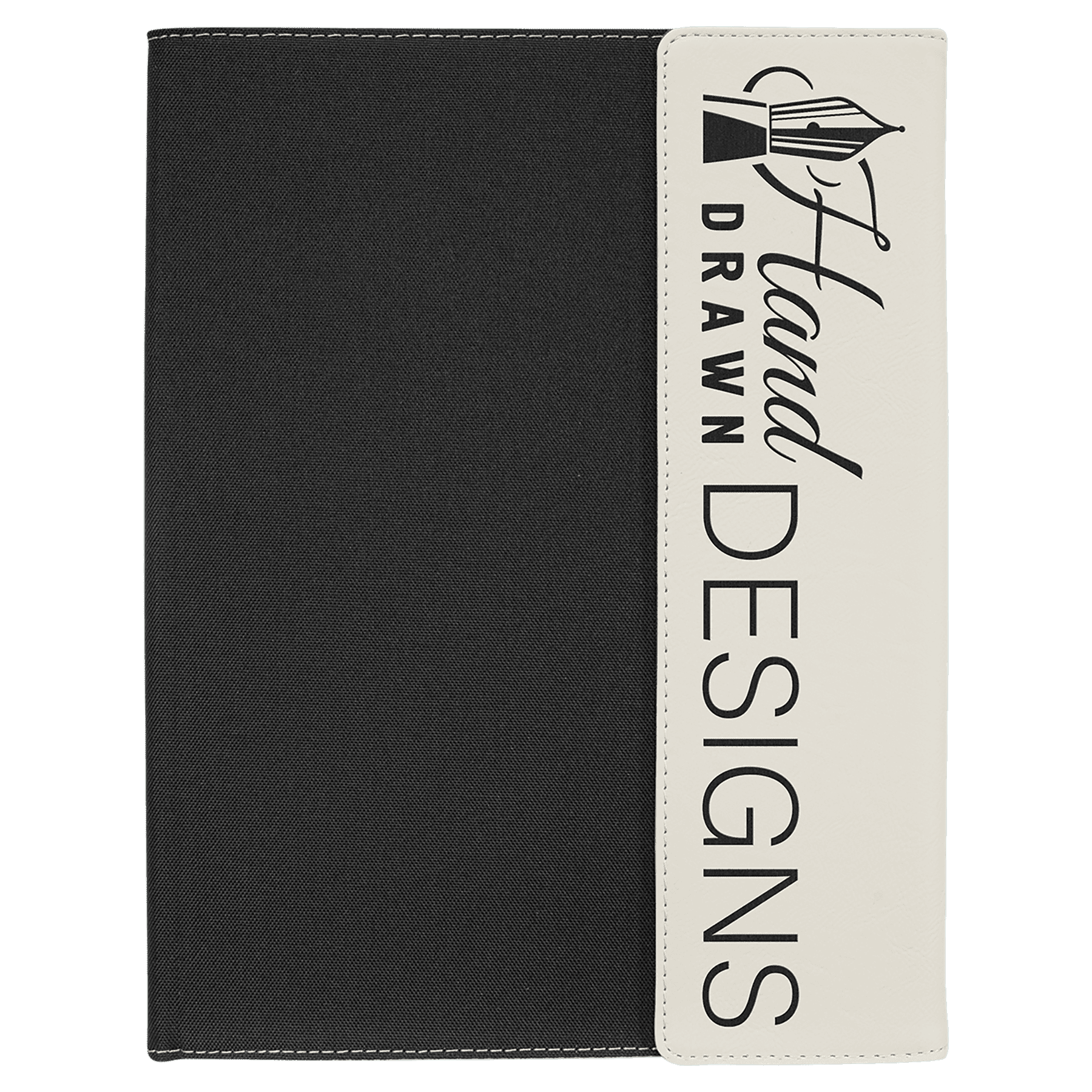 9 1/2" x 12" Laserable Leatherette / Black Canvas Portfolio with Note Pad