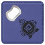 4" x 4" Square Purple Laserable Leatherette Bottle Opener Coaster