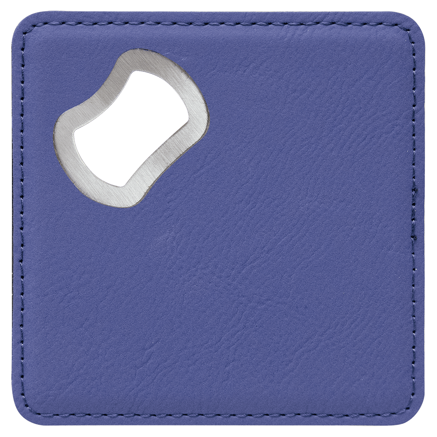 4" x 4" Square Purple Laserable Leatherette Bottle Opener Coaster