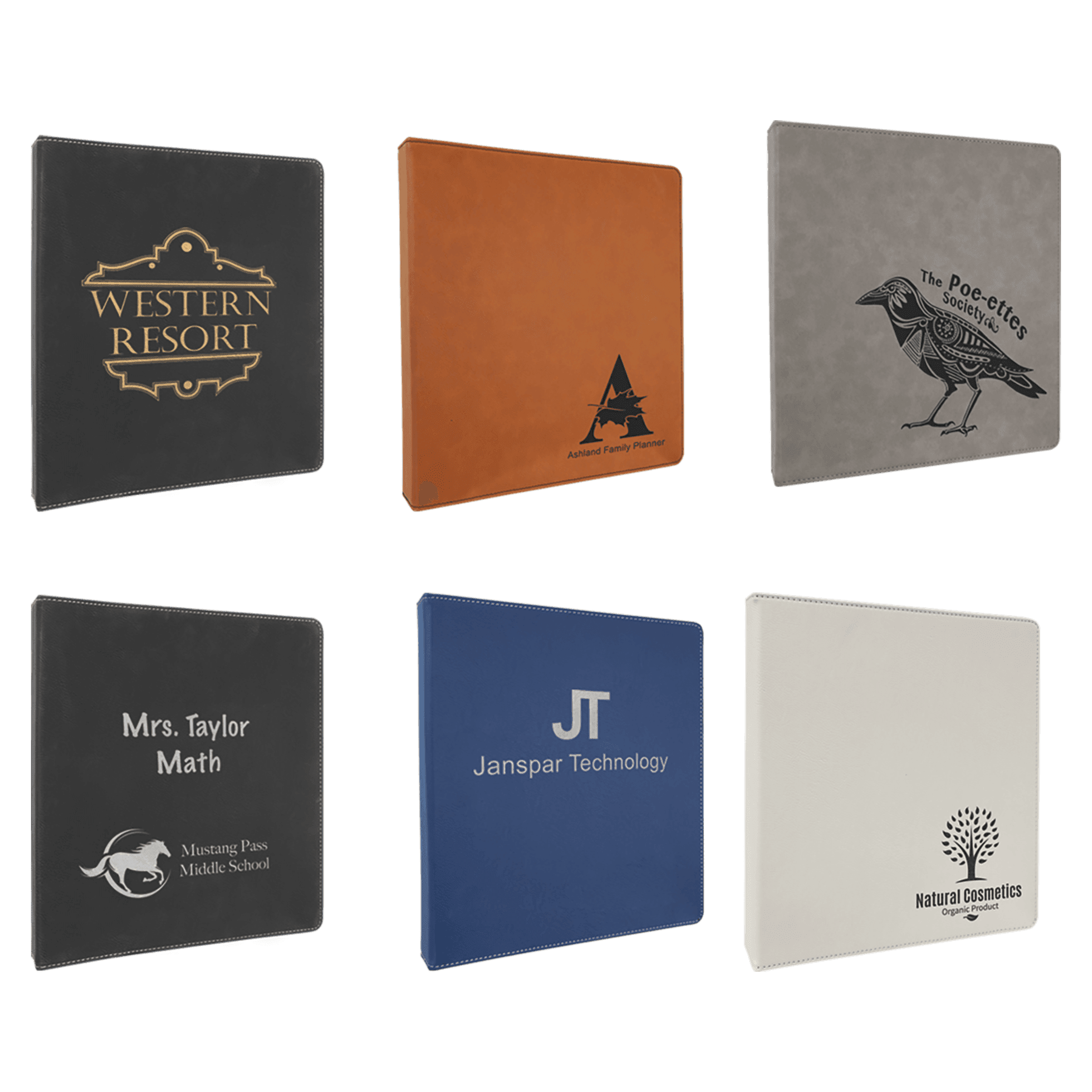 10 1/2" x 11 1/2" Laserable Leatherette 3 Ring Binder with 1" Slant DRings